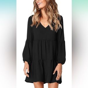 Amoretu Women Summer Tunic Dress V Neck Casual Loose Flowy Swing Shift Dresses
